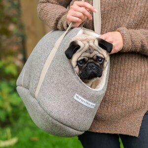 Mutts & Hounds Gray Tweed Dog Carrier - medium